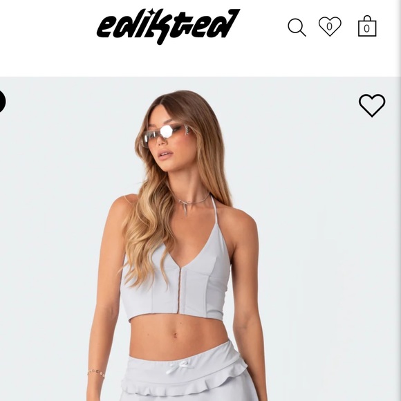 Edikted Tops - Edikted NWT Women’s Tie Top halter v-neck corset going out light blue top